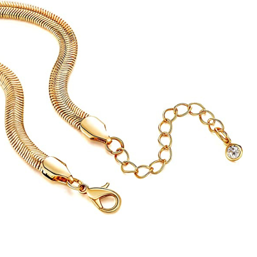 FREEKISS Personalized Jewlry Necklaces 5mm Oval Herringbone Chain Necklace Gold