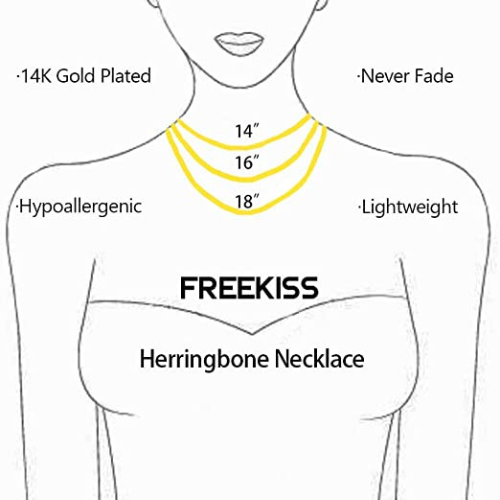 FREEKISS Personalized Jewlry Necklaces 5mm Oval Herringbone Chain Necklace Gold