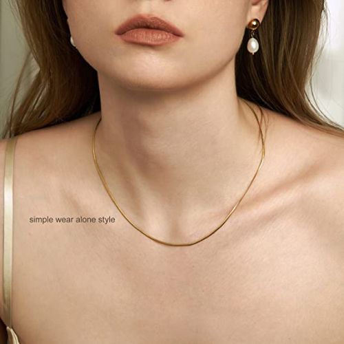 FREEKISS Personalized Jewlry Necklaces Beaded Choker with Snake Chain Necklace
