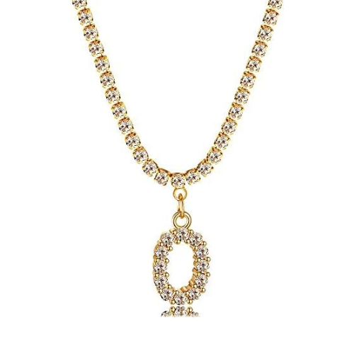 FREEKISS Personalized Jewlry Necklaces Initial Tennis Choker Necklace Gold