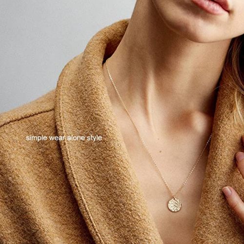 FREEKISS Personalized Jewlry Necklaces Layered Beaded & Bar & Disc Necklace Gold