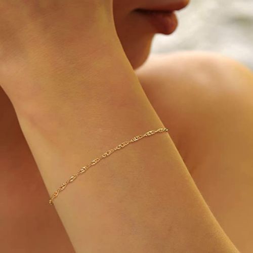 FREEKISS Personalized Jewlry Bracelets Figaro & Box & Cuban Bead Bracelets Gold