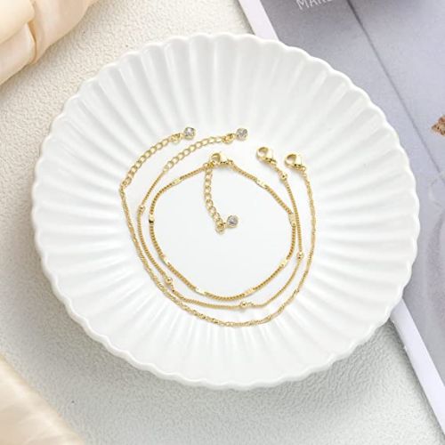 FREEKISS Personalized Jewlry Bracelets Figaro & Box & Cuban Bead Bracelets Gold