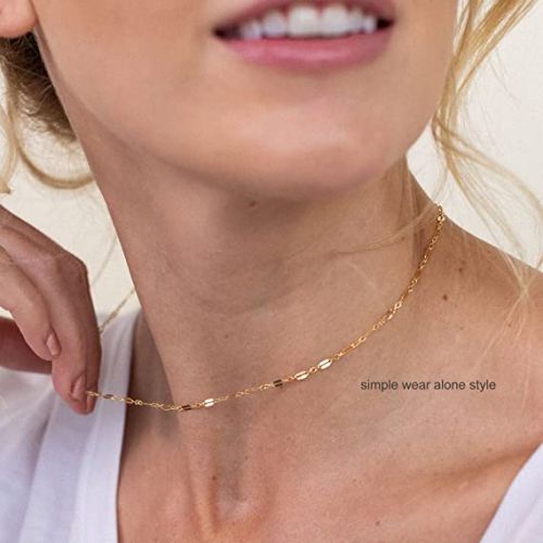 FREEKISS Personalized Jewlry Necklaces Layered Lips Choker with CZ Diamond Necklace Gold