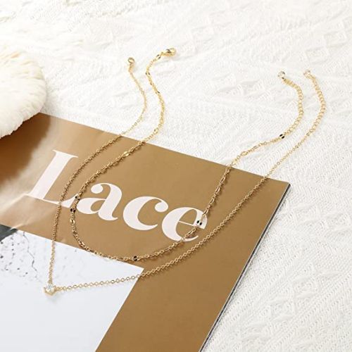 FREEKISS Personalized Jewlry Necklaces Layered Lips Choker with CZ Diamond Necklace Gold