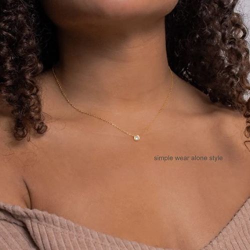 FREEKISS Personalized Jewlry Necklaces Layered Paperclip Choker with CZ Diamond Necklace Gold