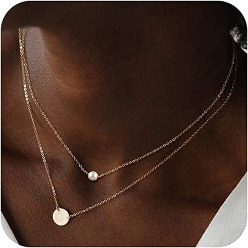 Layered Pearl & Disc Pendant Necklace