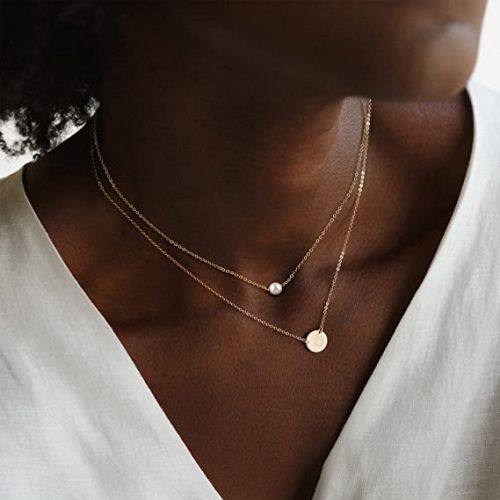 Layered Pearl & Disc Pendant Necklace