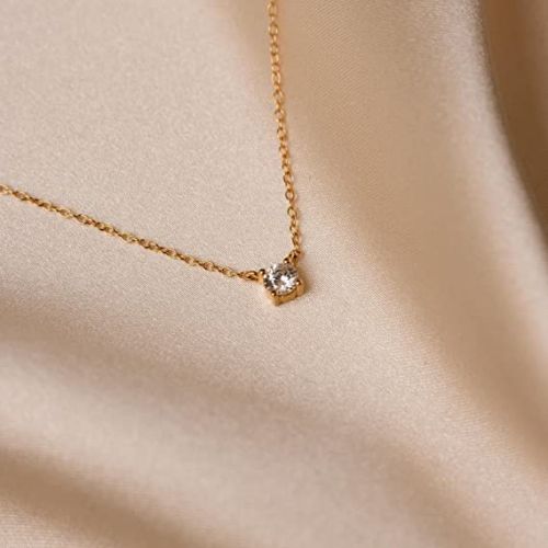 FREEKISS Personalized Jewlry Necklaces Layering CZ Wave Necklace Gold
