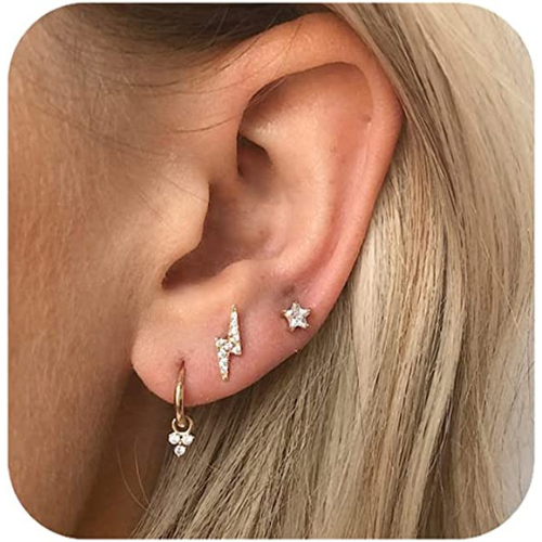 Lightning & Star Hoop Earrings Set