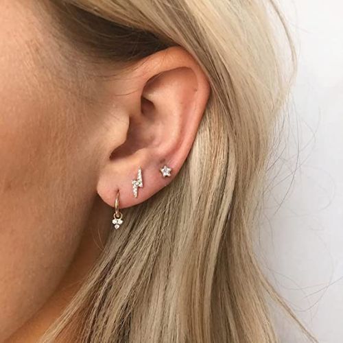 Lightning & Star Hoop Earrings Set