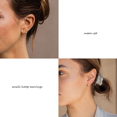 FREEKISS Personalized Jewlry Earrings Moon Star Earrings Set Gold