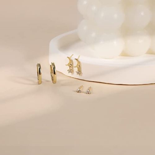 FREEKISS Personalized Jewlry Earrings Moon Star Earrings Set Gold