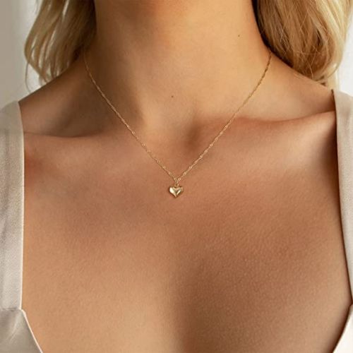 FREEKISS Personalized Jewlry Necklaces Rope Chain Large Heart Pendant Necklace Gold