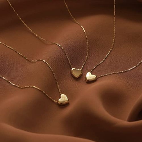 FREEKISS Personalized Jewlry Necklaces Small Gold Heart Necklace Gold