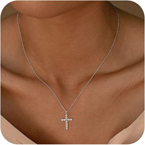 FREEKISS Personalized Jewlry Necklaces White Gold Cross Necklace Silver
