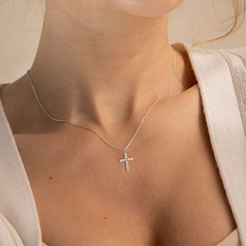 FREEKISS Personalized Jewlry Necklaces White Gold Cross Necklace Silver