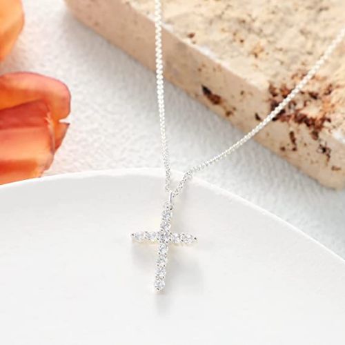 FREEKISS Personalized Jewlry Necklaces White Gold Cross Necklace Silver