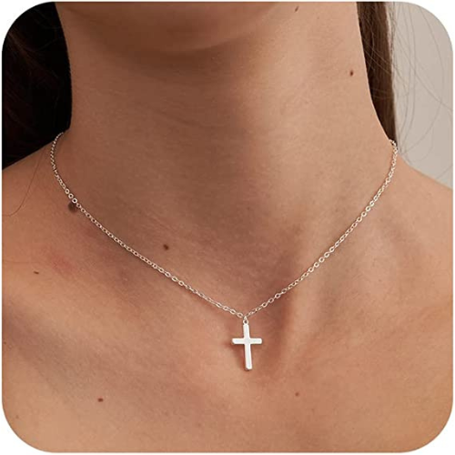 FREEKISS Personalized Jewlry Necklaces Yellow Gold Cross Pendant Necklace Silver