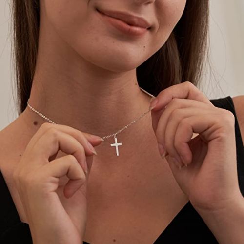 FREEKISS Personalized Jewlry Necklaces Yellow Gold Cross Pendant Necklace Silver
