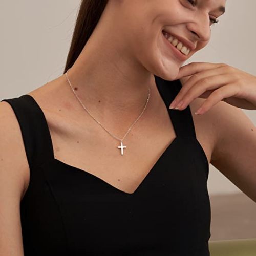 FREEKISS Personalized Jewlry Necklaces Yellow Gold Cross Pendant Necklace Silver
