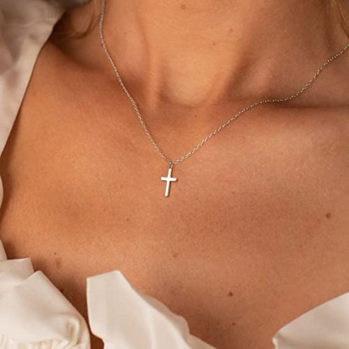 FREEKISS Personalized Jewlry Necklaces Yellow Gold Cross Pendant Necklace Silver