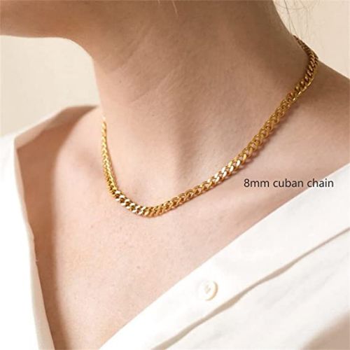 FREEKISS Personalized Jewlry Necklaces 8mm Thick Cuban Link Necklaces Gold