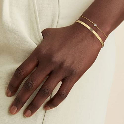 Adjustable Cuff with CZ Diamond Stacked Bracelets