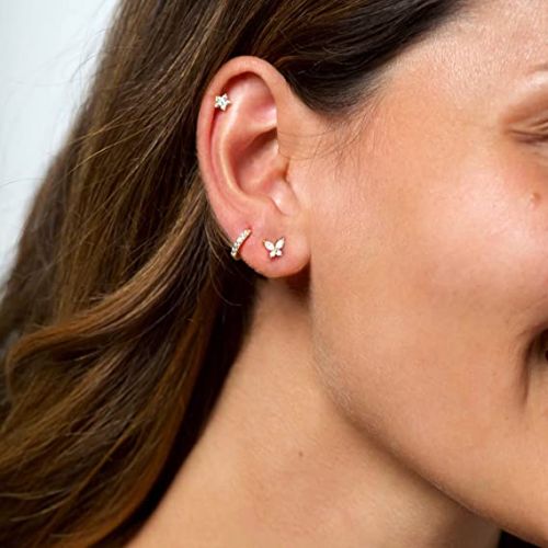 Butterfly CZ Diamond Stud Earrings Set