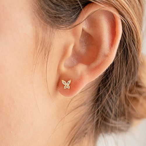 Butterfly CZ Diamond Stud Earrings Set
