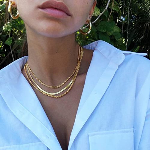 Three Layer Cuban Link & Snake Chain & Rope Necklace
