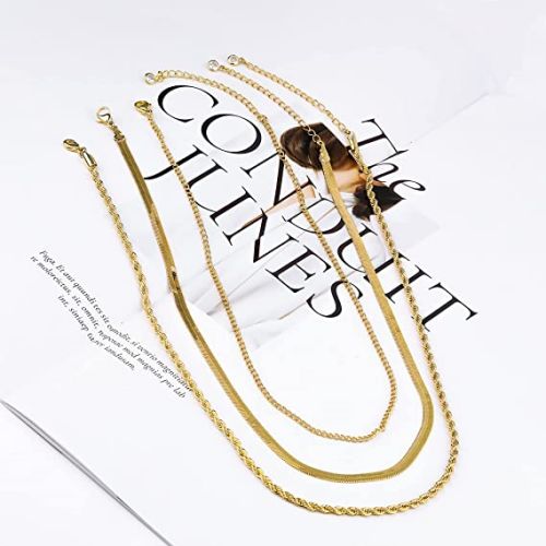 Three Layer Cuban Link & Snake Chain & Rope Necklace